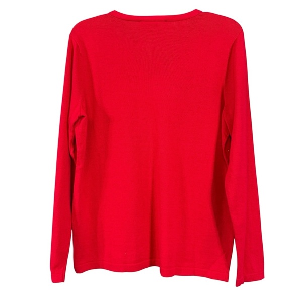 Tommy Hilfiger Red Studded V-Neck Sweater | 100% Cotton L - Picture 2 of 7